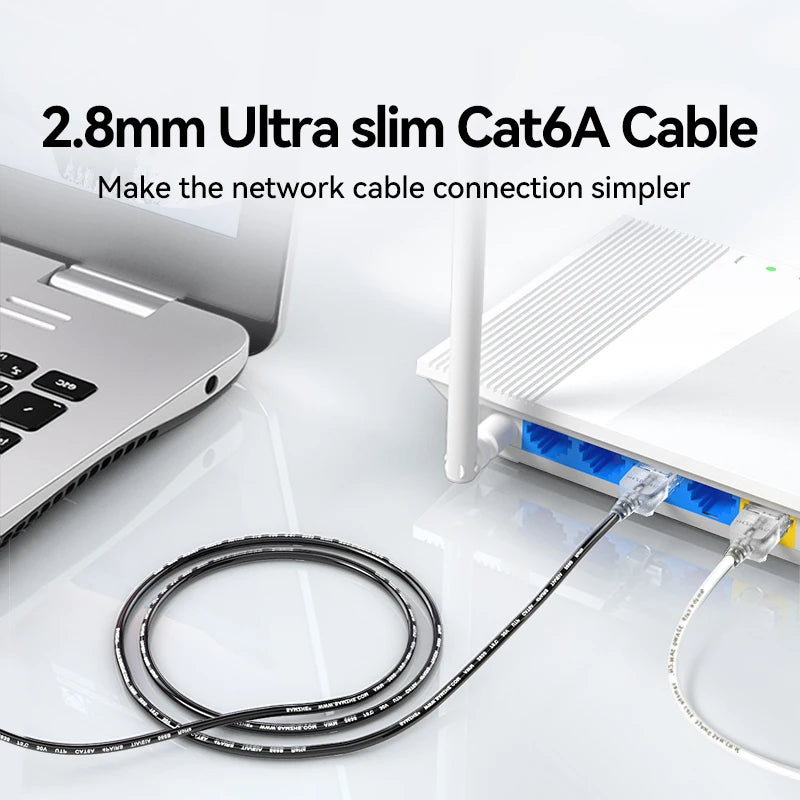 SAMZHE Slim Cat6A RJ45 Internet Cable High Speed 10Gbps 31AWG Support Cat8 Cat7 Network LAN Computer Patch Cable for PC & Gaming