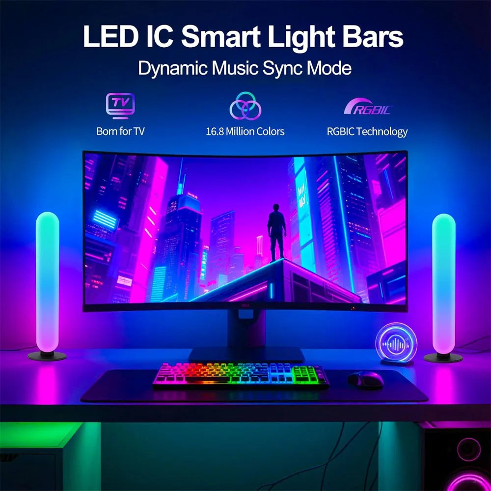 1/2packs Smart LED Strip Lights with Remote Control for Room, Gaming, TV, and Party Decoration - Sync with Music, RGB Desk Lamp