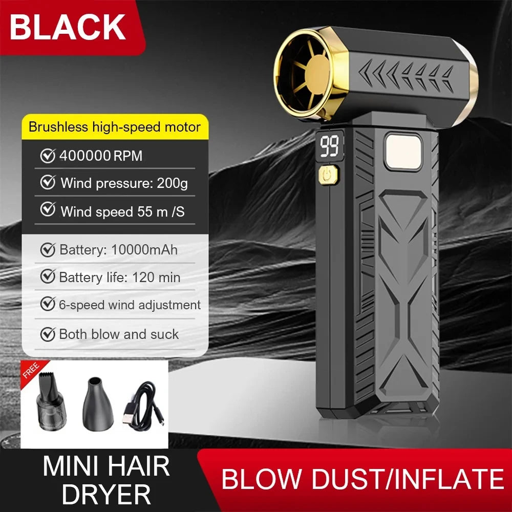 10000mAh Mini Turbo Fan 400000RPM Powerful Air Blower Battery Vacuum Dust Cleaner Strong Winds Brushless Turbo Blower