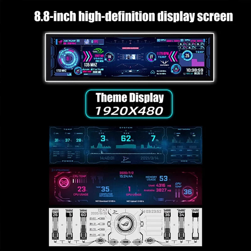 White IPS LCD Screen for Josbo D30 D31 DIY Dynamic Monitor, 1920×480 High-Resolution Display Module
