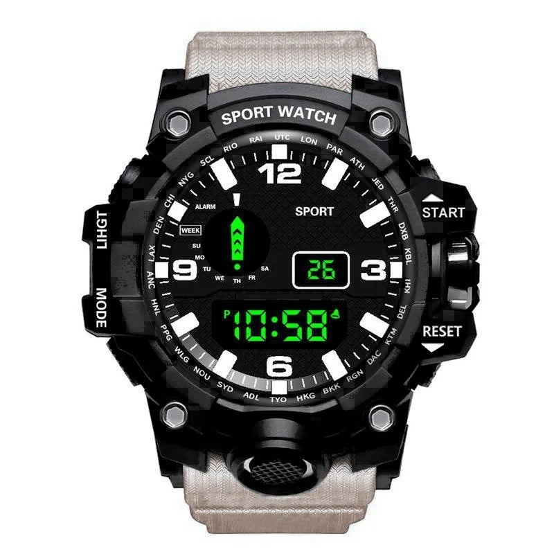Men’s Military Sports Digital Watch – Large Dial, Waterproof, Luminous, Multifunctional with Alarm for Outdoor Use