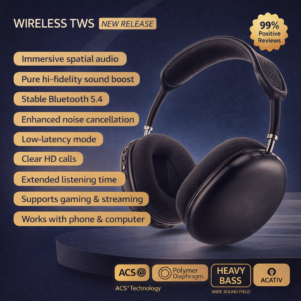 X17 Wireless Bluetooth Headphones – Over-Ear, Noise Cancelling, Gaming & Phone Compatible