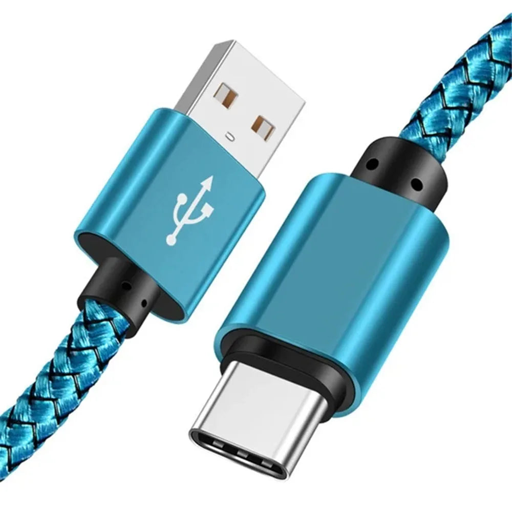 Nylon Data Cable Fast Charger USB A to Type C Charging Cable For Huawei Samsung   Android phone TypeC Charging Device 1M 2M 3M