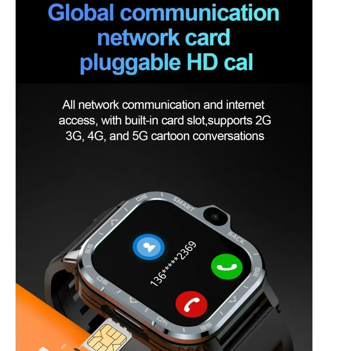 PGD Men’s 4G Android Smartwatch with SIM Slot – GPS, WiFi, NFC, Dual Cameras & Waterproof Design.