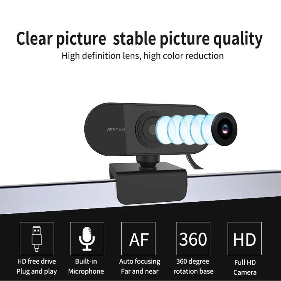 1080P HD Mini Webcam with Mic USB for Laptop Desktop - Ideal for Video Calls And Conferences