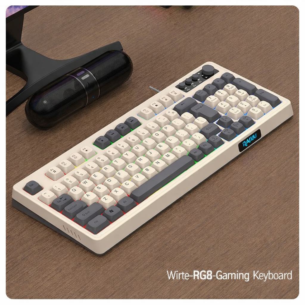K98 Wired RGB Gaming Keyboard – 104-Key Mechanical-Feel Backlit Keyboard for PC