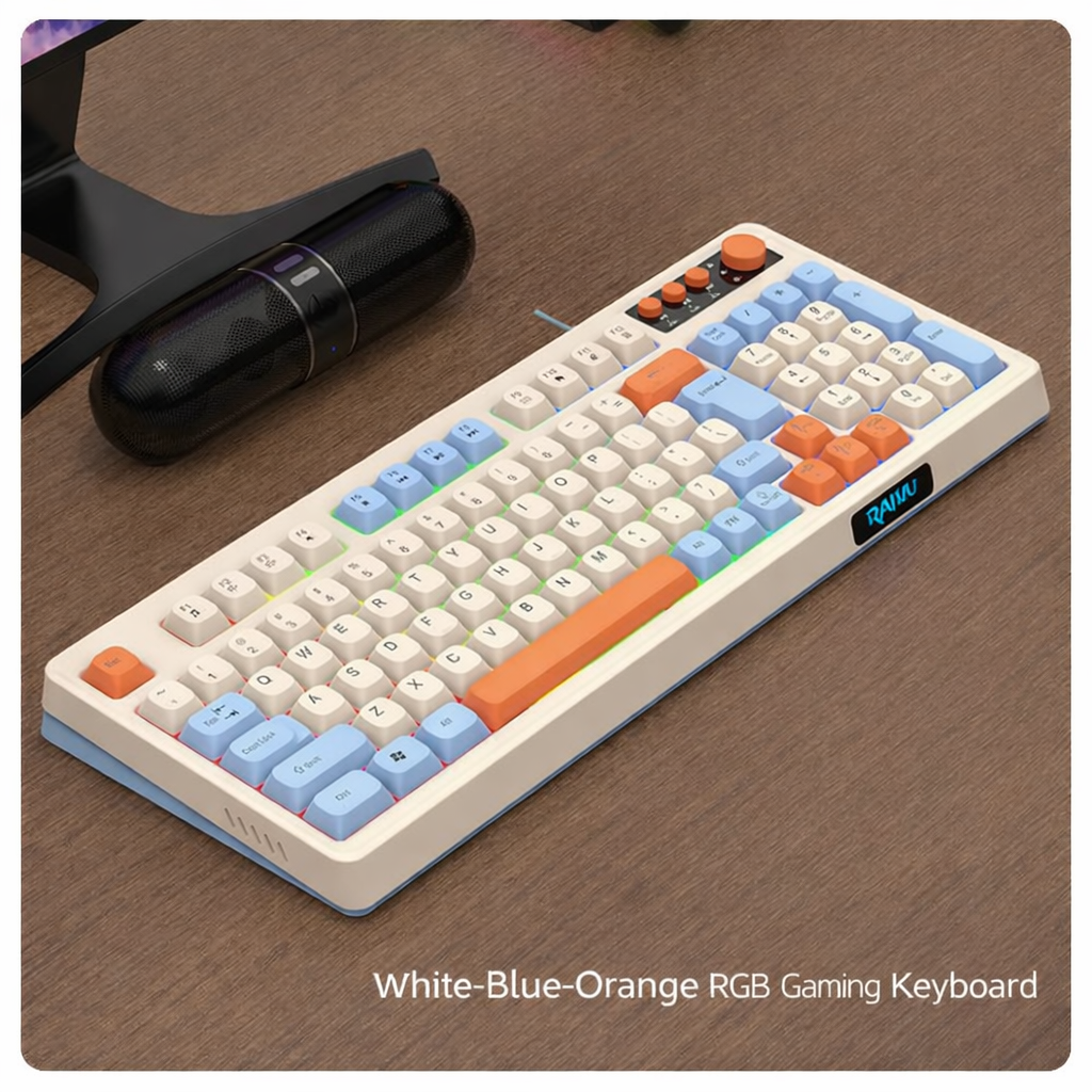 K98 Wired RGB Gaming Keyboard – 104-Key Mechanical-Feel Backlit Keyboard for PC
