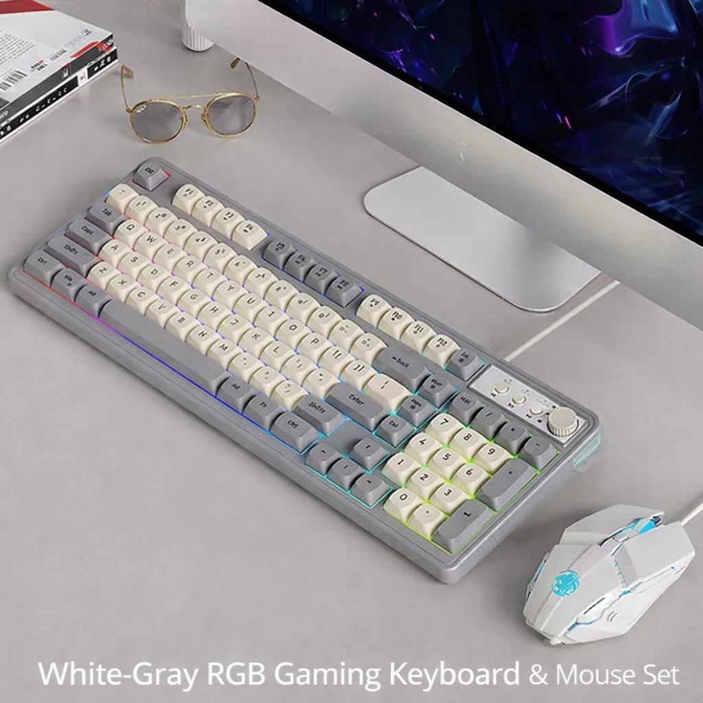 K98 Wired RGB Gaming Keyboard – 104-Key Mechanical-Feel Backlit Keyboard for PC
