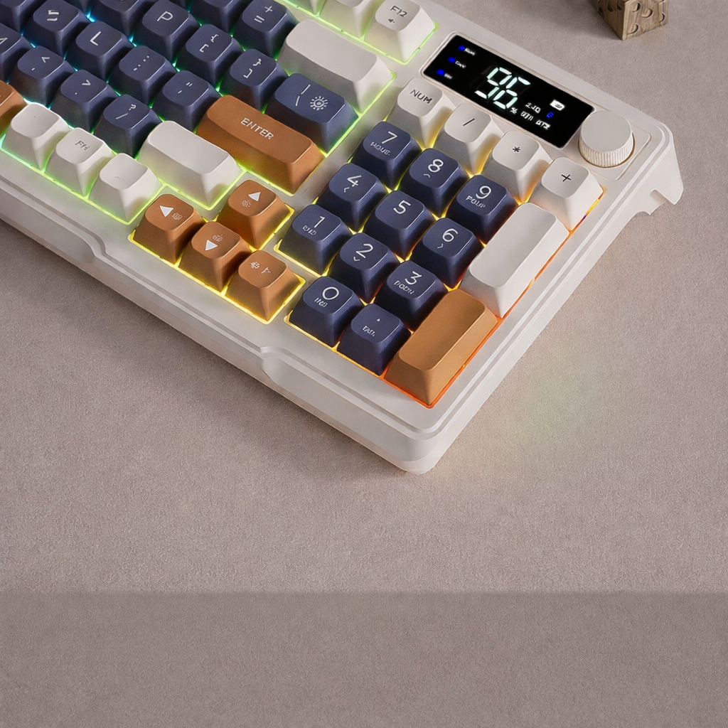 Mengzu Wireless Bluetooth Mechanical Keyboard Mouse Combo, Silent Rechargeable with Smart Screen