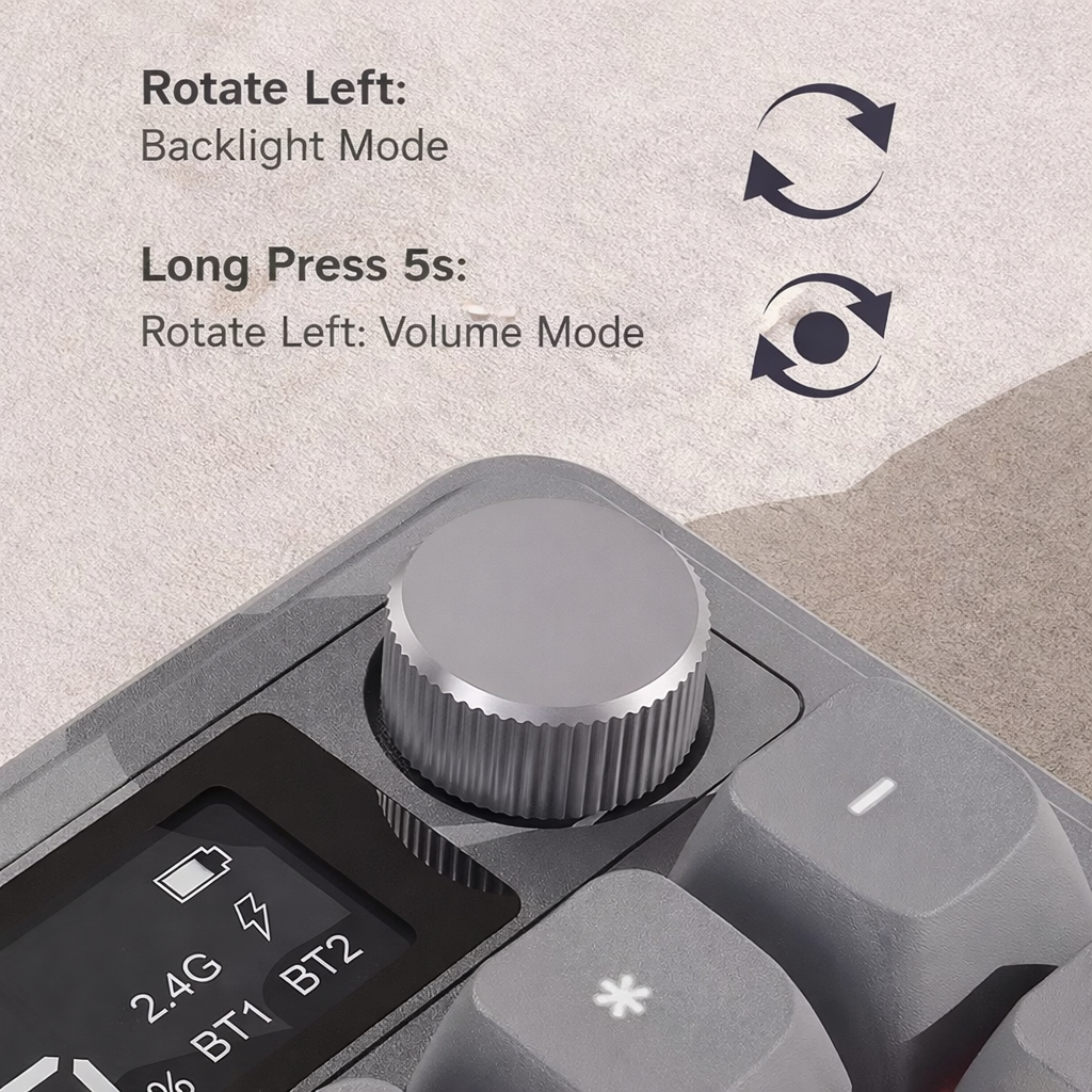 Mengzu Wireless Bluetooth Mechanical Keyboard Mouse Combo, Silent Rechargeable with Smart Screen