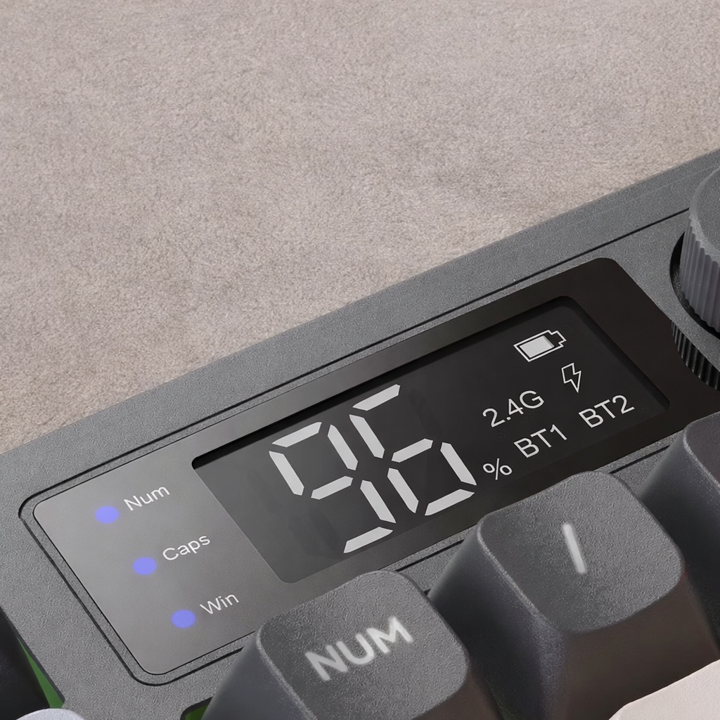 Mengzu Wireless Bluetooth Mechanical Keyboard Mouse Combo, Silent Rechargeable with Smart Screen