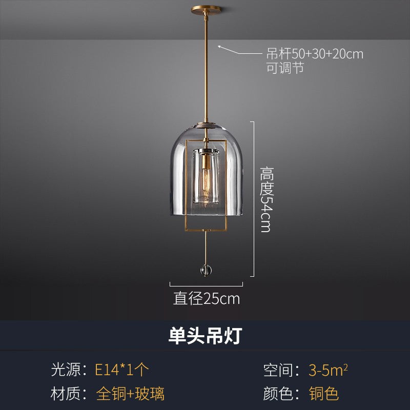 Modern Copper Glass Pendant Light