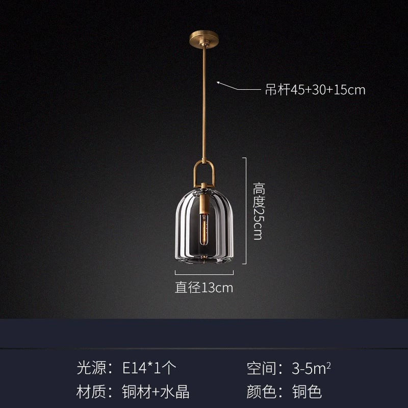 Modern All-Copper Crystal Pendant Light