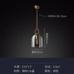 Modern All-Copper Crystal Pendant Light