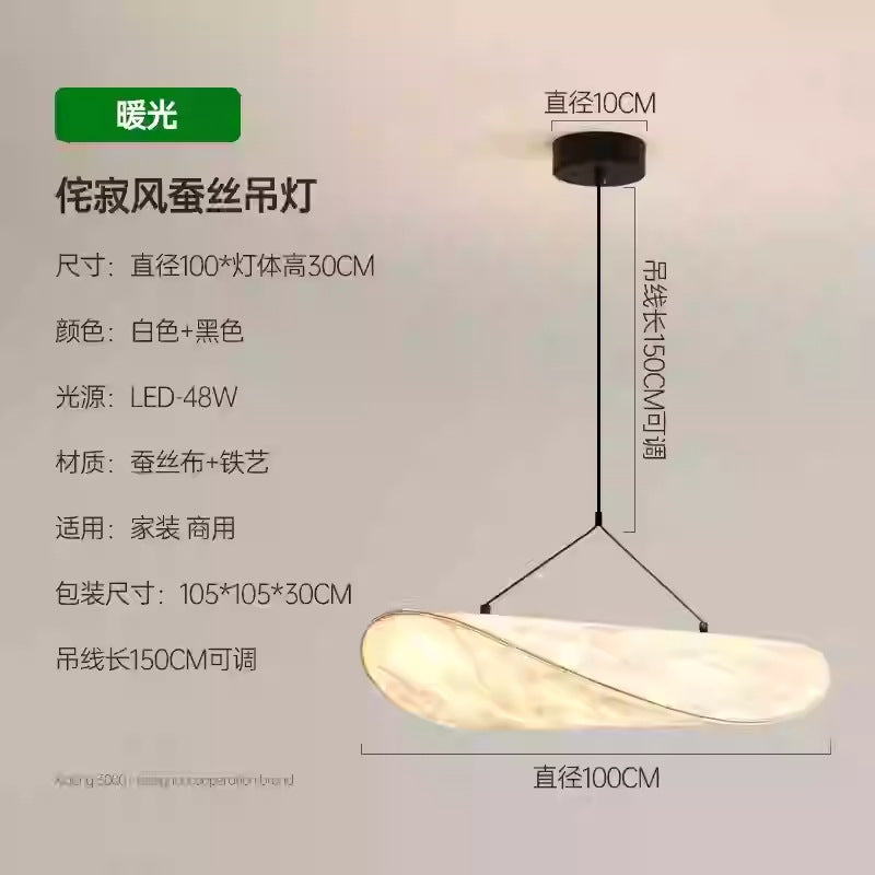 Japanese Zen Silk Cloud Pendant Light – Wabi-Sabi Nordic Hanging Chandelier for Bedroom, Dining Room & Tea Room