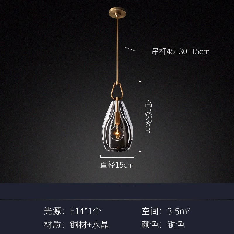 Modern All-Copper Crystal Pendant Light