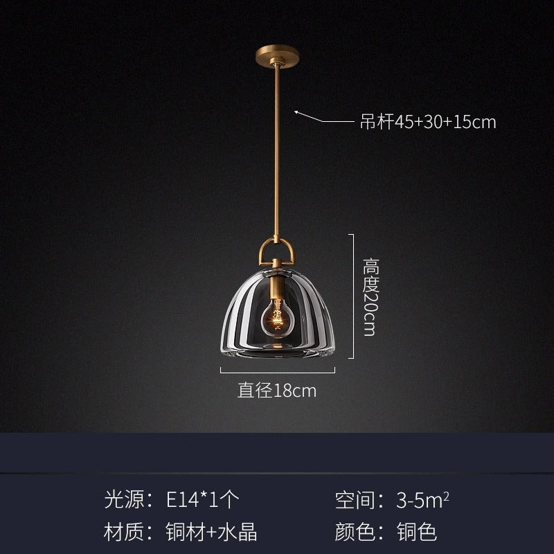 Luxury Copper Crystal Pendant Light