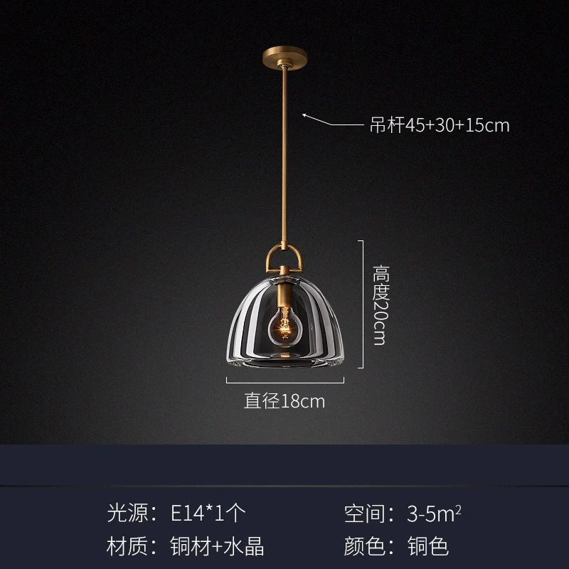 Modern All-Copper Crystal Pendant Light