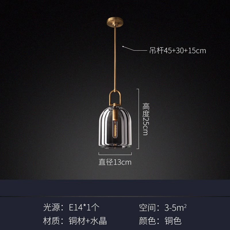 Luxury Copper Crystal Pendant Light