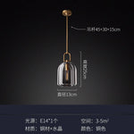 Luxury Copper Crystal Pendant Light