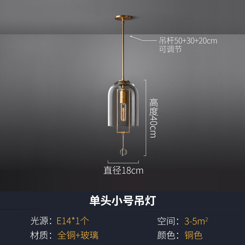 Modern Copper Glass Pendant Light