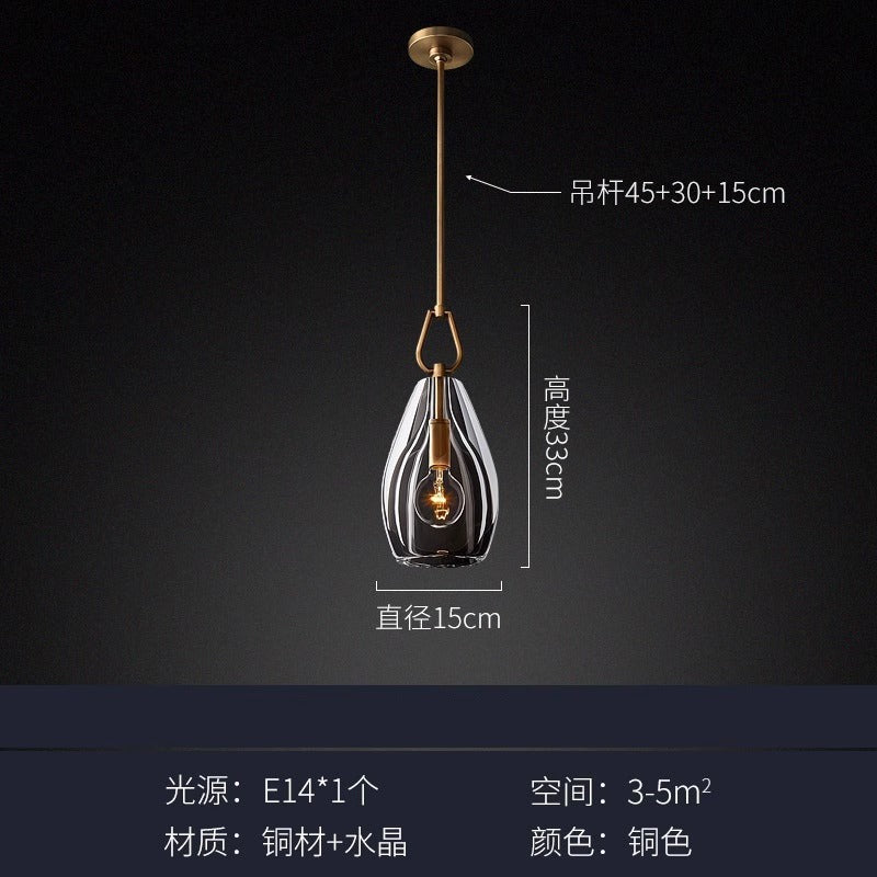 Luxury Copper Crystal Pendant Light