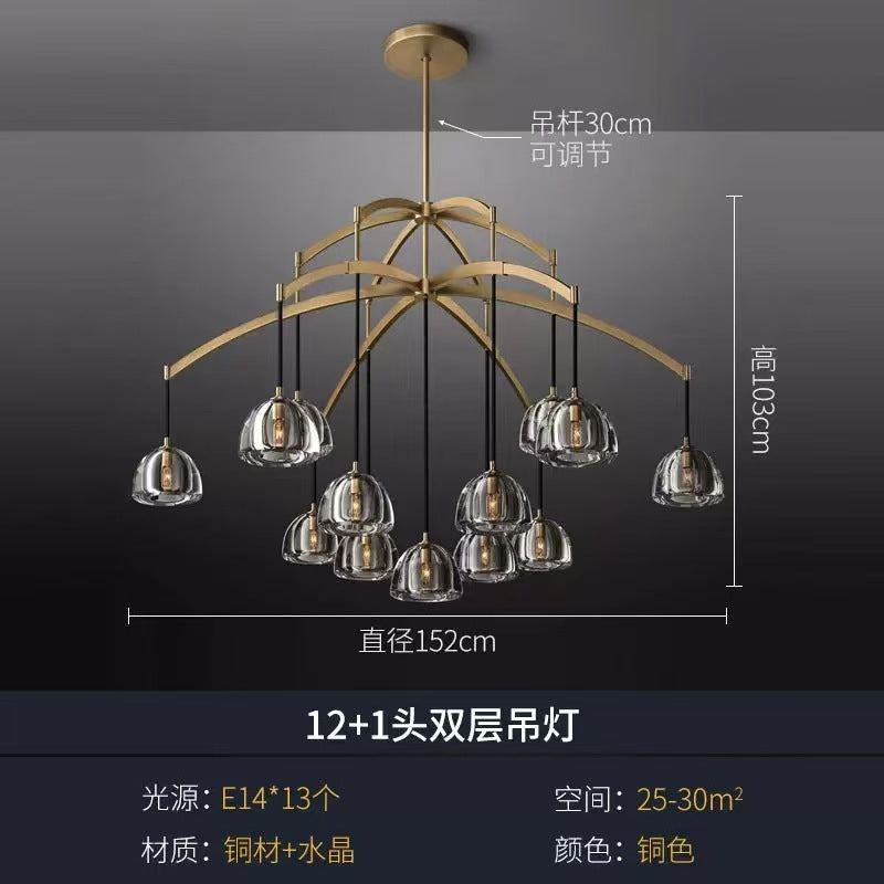 Modern All-Copper Crystal Chandelier
