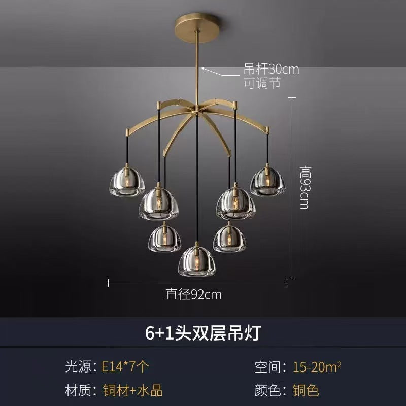 Modern All-Copper Crystal Chandelier