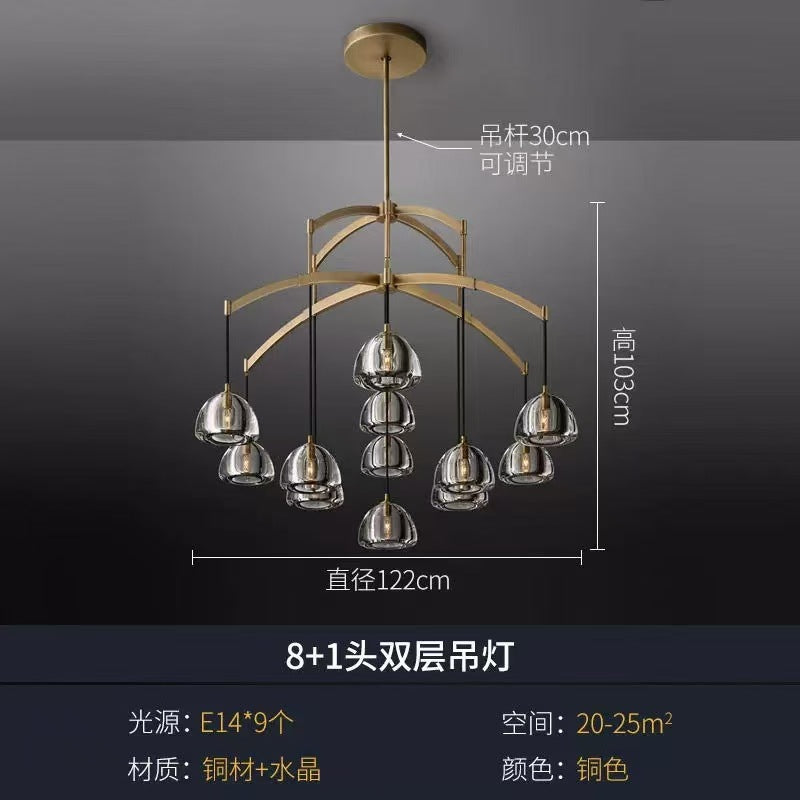 Modern All-Copper Crystal Chandelier