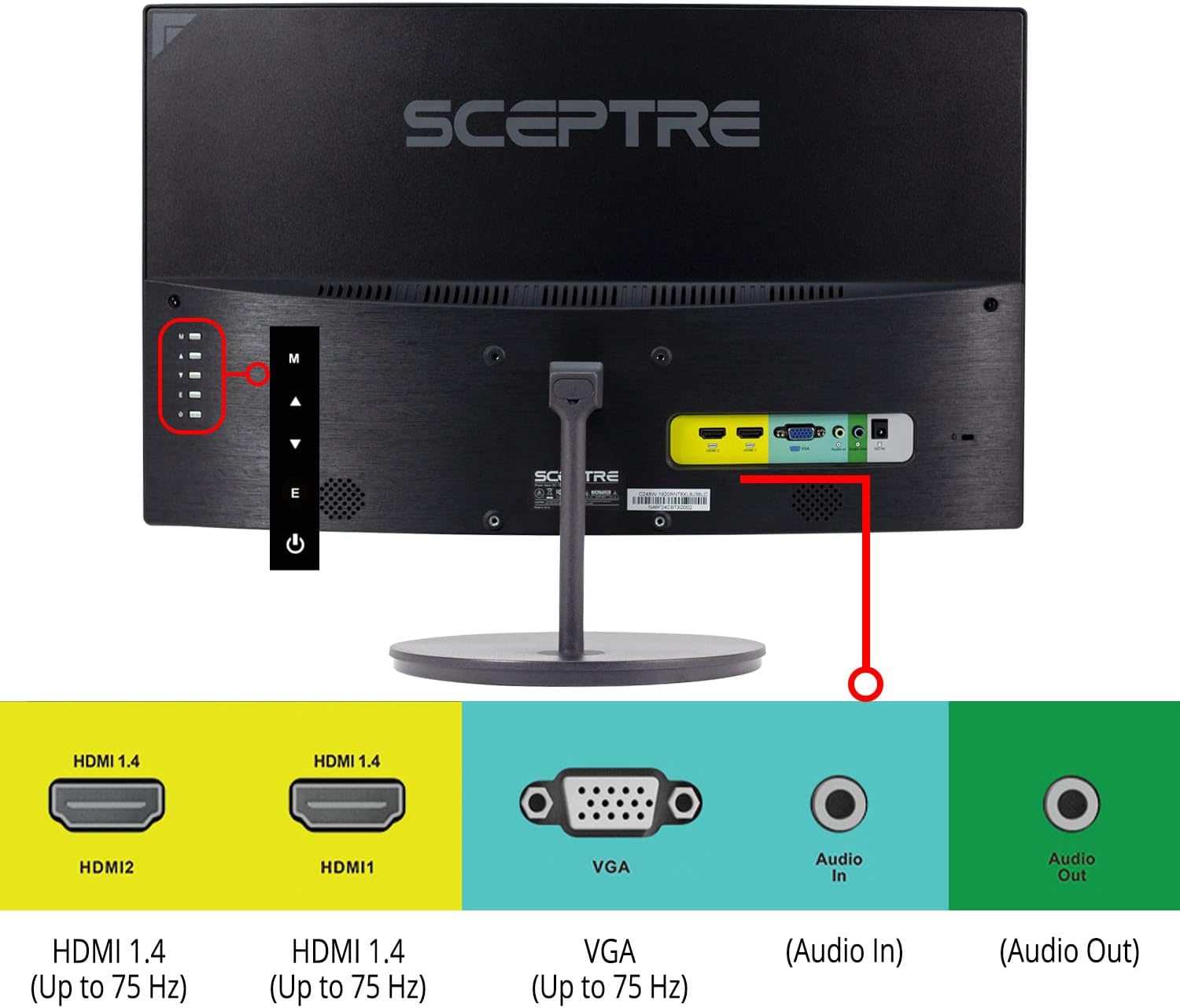 Sceptre Curved 24-inch Gaming Monitor 1080p R1500 98% sRGB HDMI x2 VGA Build-in Speakers, VESA Wall Mount Machine Black (C248W-1920RN Series)
