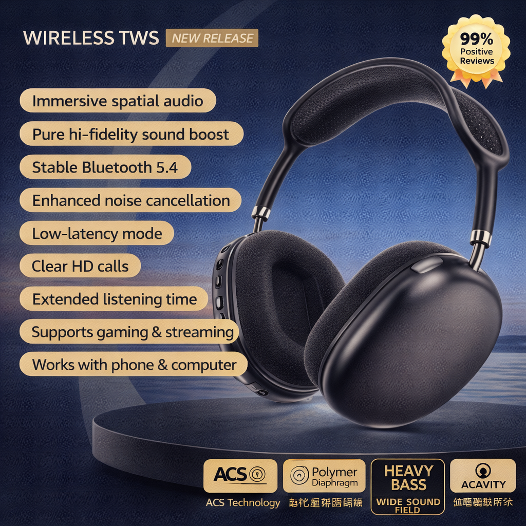 X17 Wireless Bluetooth Headphones – Over-Ear, Noise Cancelling, Gaming & Phone Compatible
