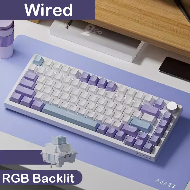 AJAZZ AK820 Wireless Gaming Mechanical Keyboard Hot Swap, 75% Layout, Swappable Switch, Three-mode Connectivity