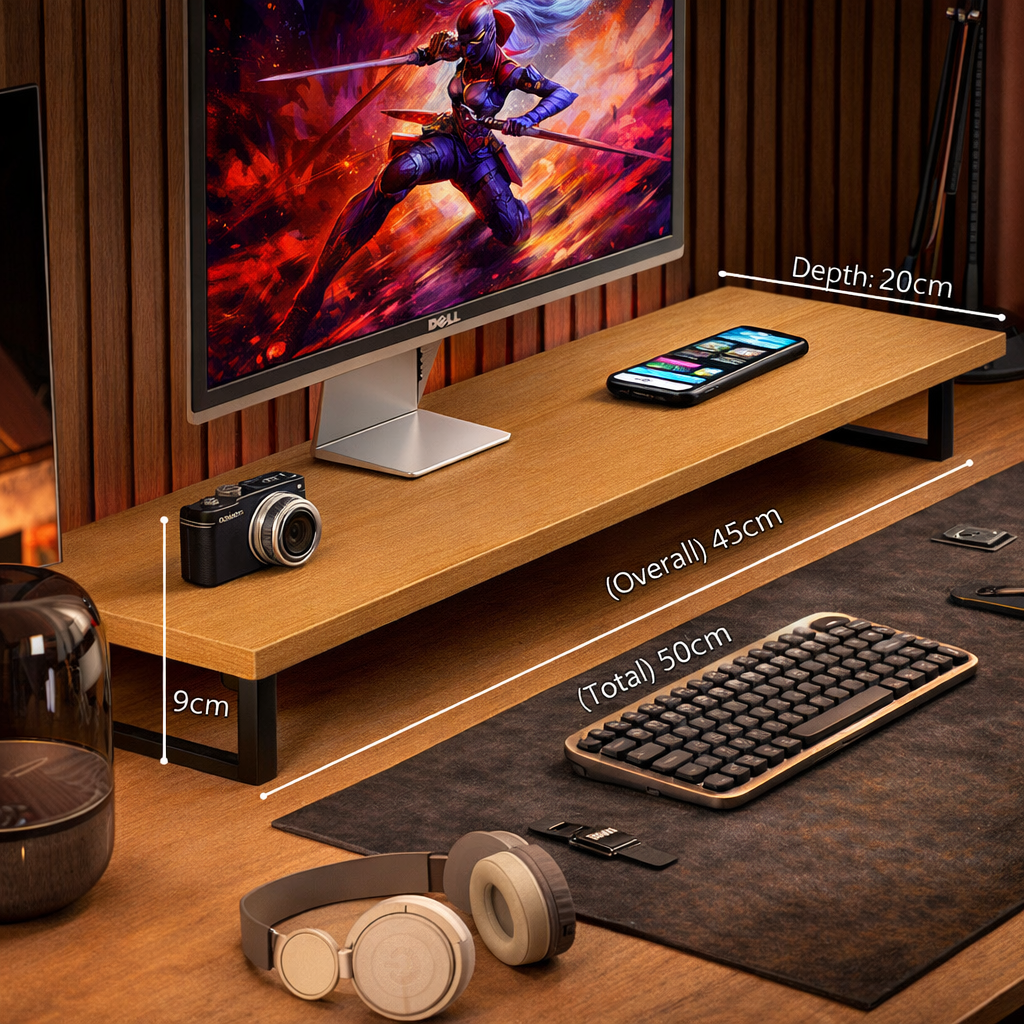 Gaming Monitor Stand Riser – Desktop Computer Elevated Base with Storage for Office & E-Sports Setup