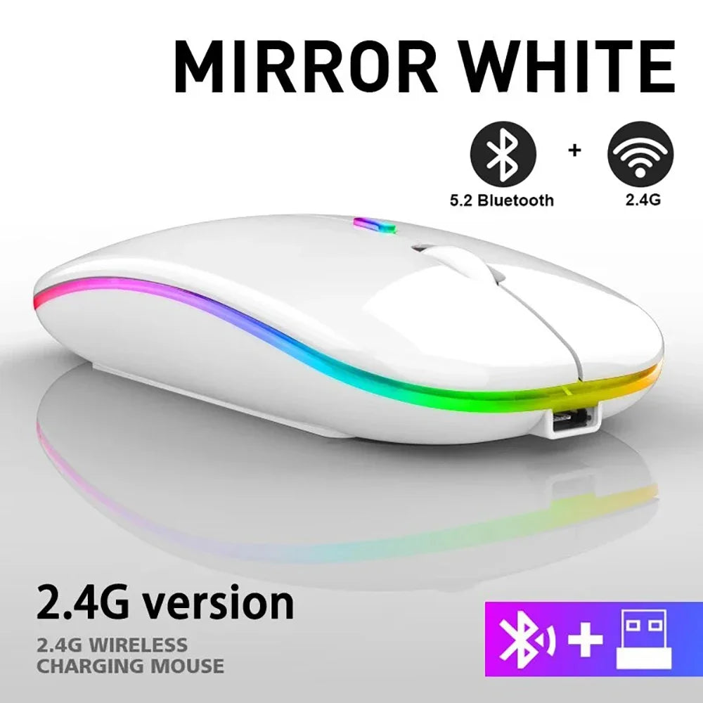 Bluetoooth 5.0 Wireless Gaming Mouse 2.4GHz RGB LED Backlit USB Rechargeable Ergonomic for PC Laptop Computer 1600DPI