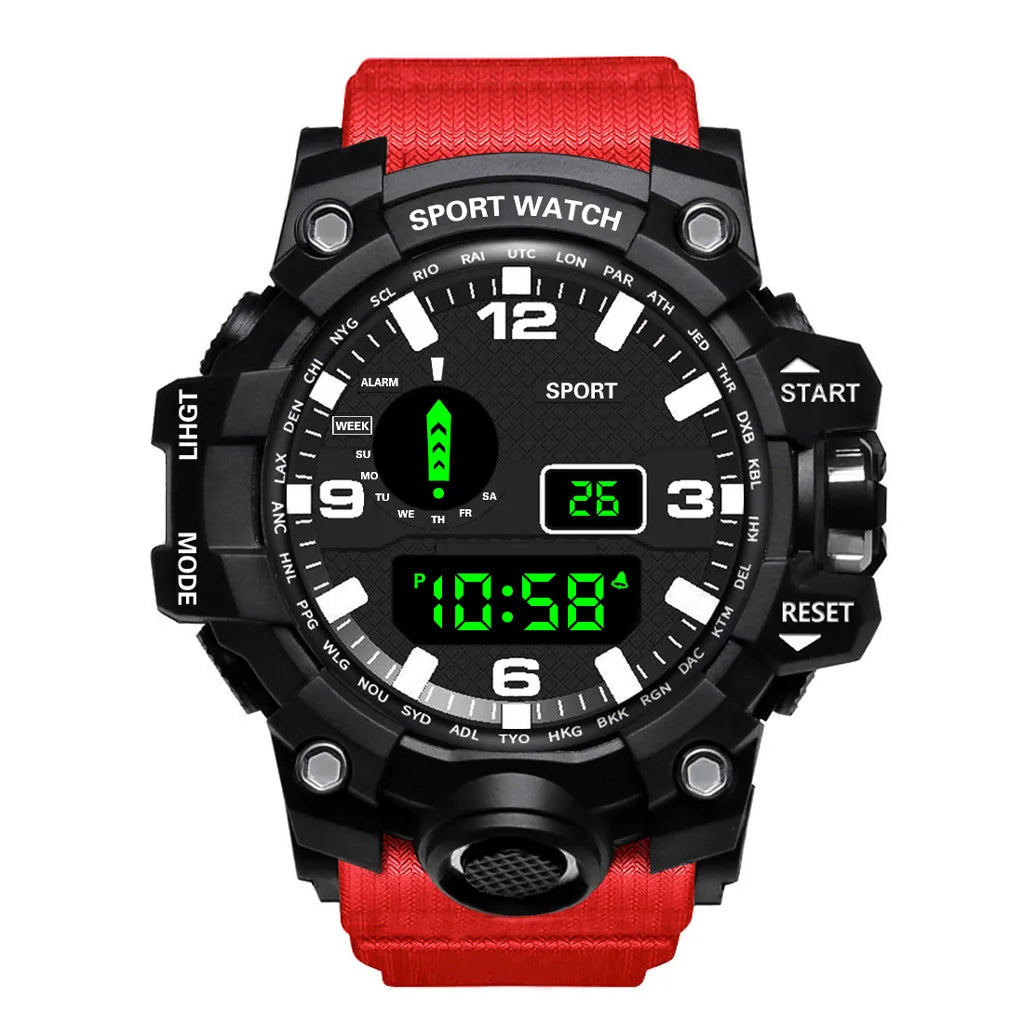 Men’s Military Sports Digital Watch – Large Dial, Waterproof, Luminous, Multifunctional with Alarm for Outdoor Use