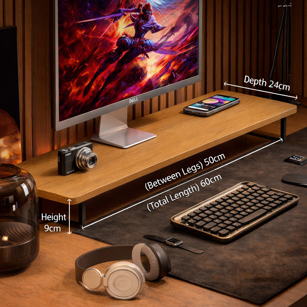 Gaming Monitor Stand Riser – Desktop Computer Elevated Base with Storage for Office & E-Sports Setup