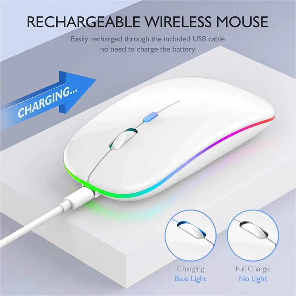 Bluetoooth 5.0 Wireless Gaming Mouse 2.4GHz RGB LED Backlit USB Rechargeable Ergonomic for PC Laptop Computer 1600DPI