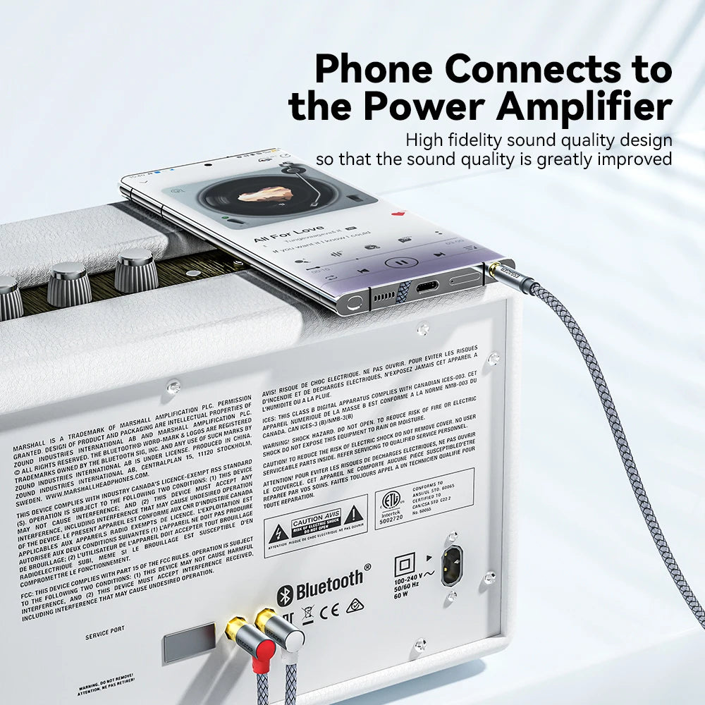 Essager 90° Right Angle 3.5mm to 2RCA Audio Cable – Stereo Splitter Adapter for Home Theater Amplifiers