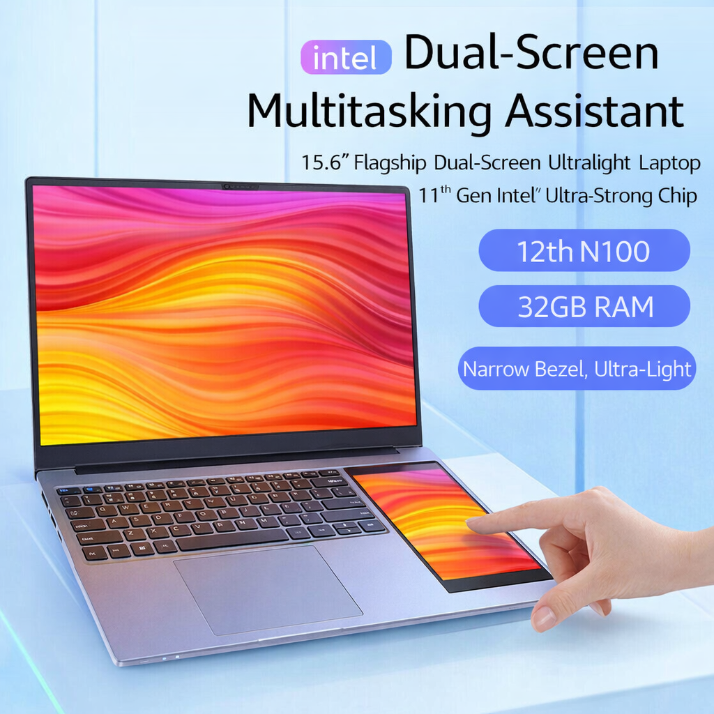 Brand New Portable Domestic Laptop N100 Dual-Screen Two-In-One Touch Screen Pc, Thin and Lightweight High-End Personal Computer