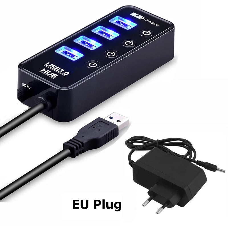 USB 3.0 HUB 4 7 Port Smart Phone Charger Multi Accessories With Power Adapter For Ipad MacBook Pro Computer PC Notebook Laptop