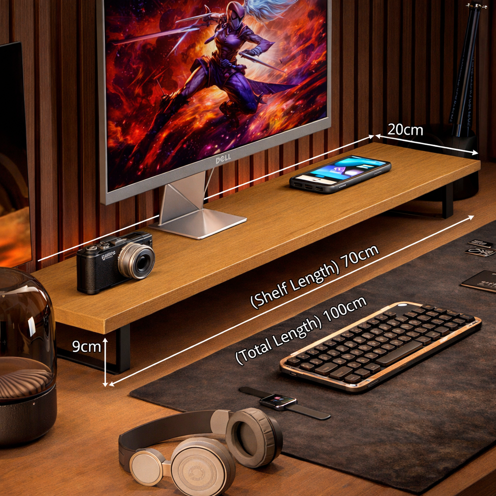 Gaming Monitor Stand Riser – Desktop Computer Elevated Base with Storage for Office & E-Sports Setup