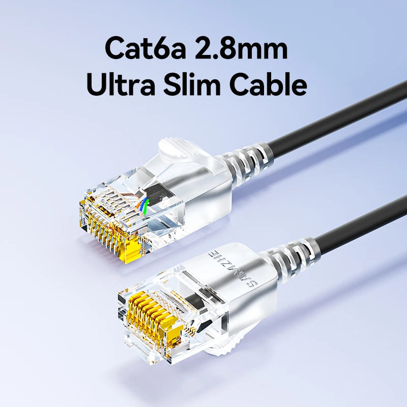 SAMZHE Slim Cat6A RJ45 Internet Cable High Speed 10Gbps 31AWG Support Cat8 Cat7 Network LAN Computer Patch Cable for PC & Gaming