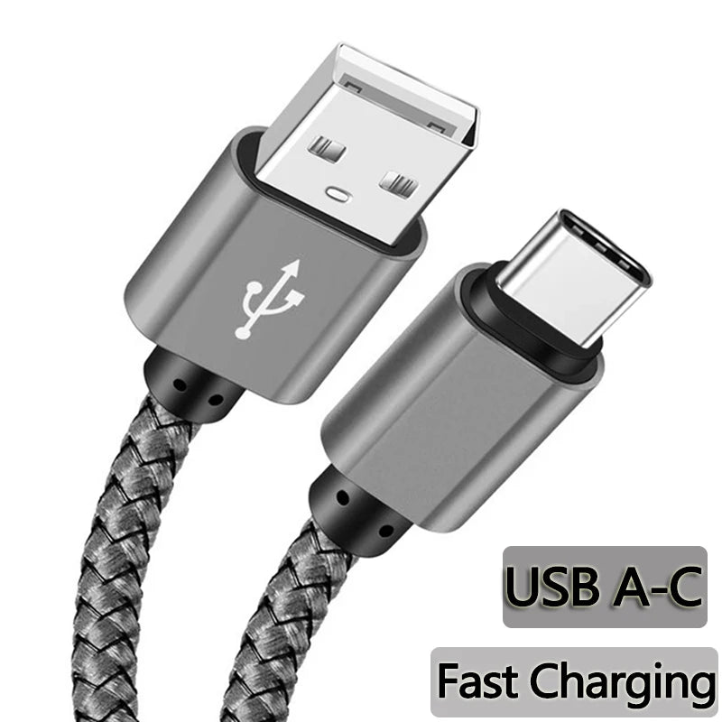 Nylon Data Cable Fast Charger USB A to Type C Charging Cable For Huawei Samsung   Android phone TypeC Charging Device 1M 2M 3M