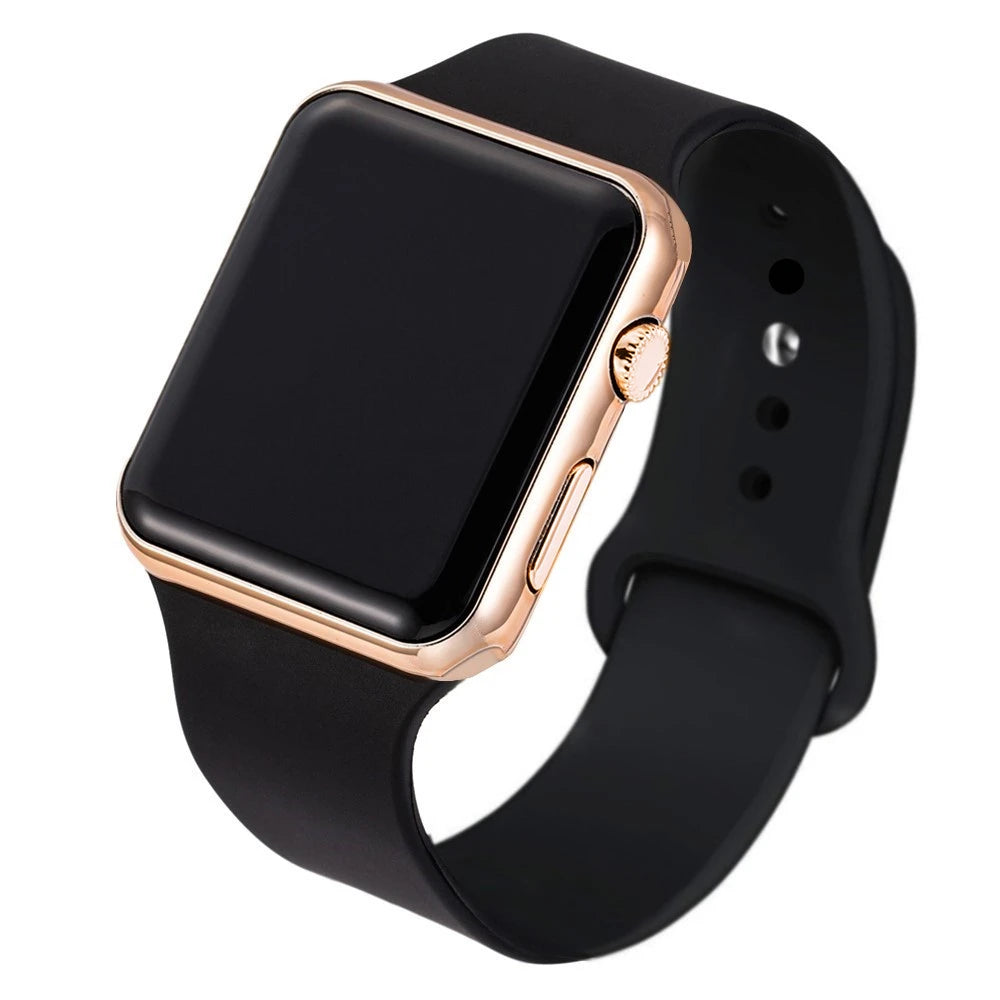 LED Digital Square Watch – Silicone Strap Casual Sports Wristwatch for Men & Women