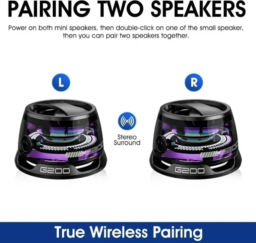 Mini Magnetic Bluetooth Speaker for iOS – Outdoor Travel Stereo with RGB Lights & Phone Holder