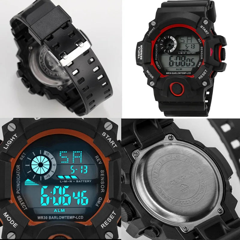 Men’s Military Sports Digital Watch – Large Dial, Waterproof, Luminous, Multifunctional with Alarm for Outdoor Use