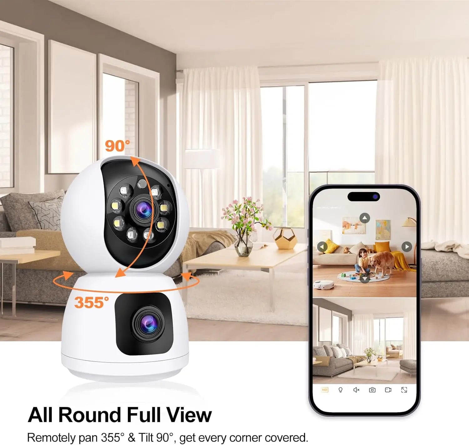 8MP Dual Lens 5G WIFI Camera Tuya Smart PTZ 4K HD Dual Screen Auto Tracking Indoor Wireless Security Video Surveillance Cameras