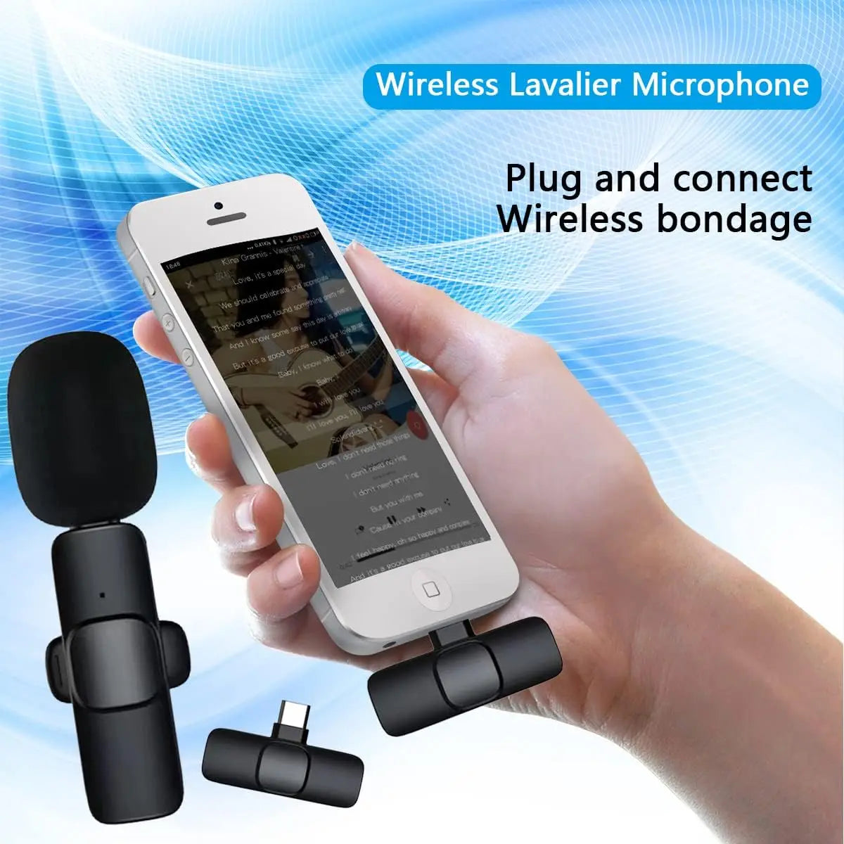 Mini Lavalier Microphone Portable Live Streaming Shooting Interview Mini Wireless Microphone with Clip for Video Recording
