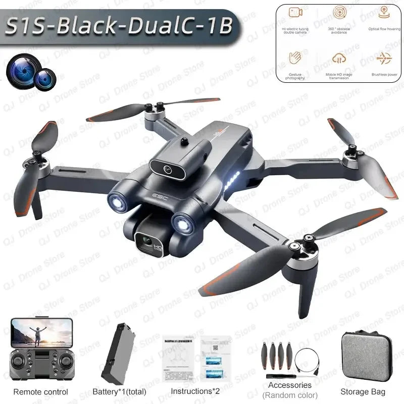 New S1S 5G GPS Drone Camera 8K Professional Brushless Motor Dron Obstacle Avoidance HD Dual Camera Foldable Quadcopter Toys