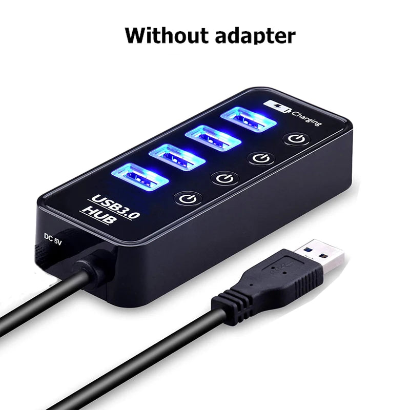 USB 3.0 HUB 4 7 Port Smart Phone Charger Multi Accessories With Power Adapter For Ipad MacBook Pro Computer PC Notebook Laptop